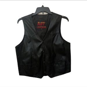 Vintage Hot Leathers Women’s Black Genuine Leather Vest Size XL